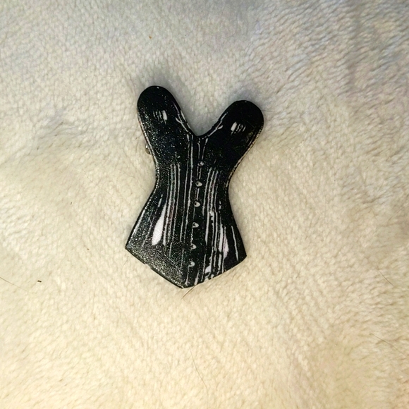 Glitter Paradise Fetish Brooch leather bustier - Picture 1 of 2